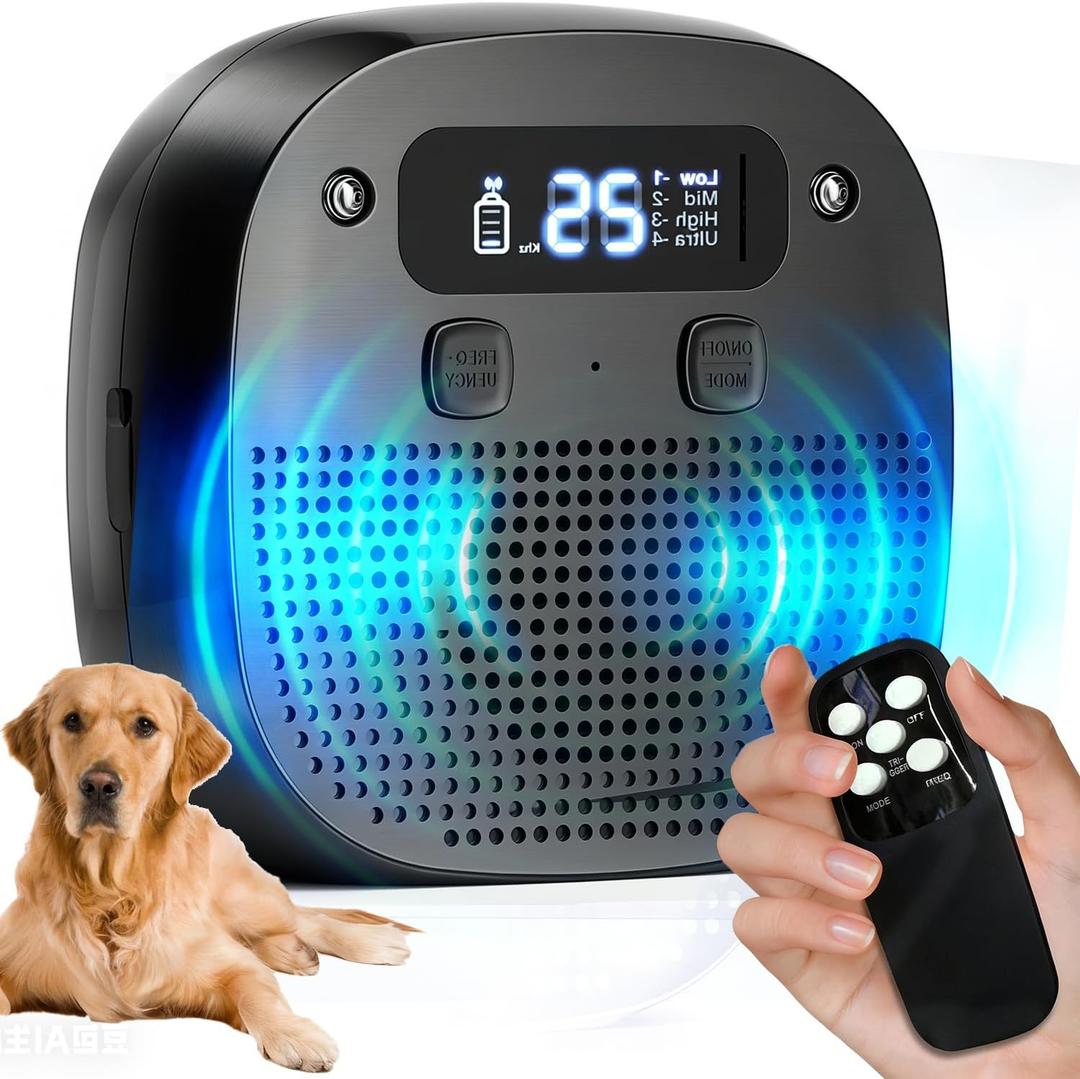 Dog Barking Control Devices, Anti Barking Device for Dogs with Remote Control, Ultrasonic & Sensor Technology, Rechargeable, Waterproof, Adjustable Modes & Frequencies, Bark Box Indoor Outdoor(Black)
