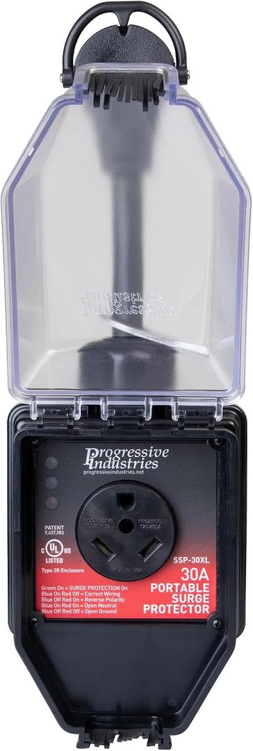 Progressive Industries SSP-30X RV Surge Protector  50 Amp to 30 Amp RV Adapter  Circuit Analyzer Portable Surge Guard W/Fault Detection & Hardwired Options