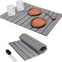 Foldable Stone Dish Drying Mat for Kitchen Counter,24"16"Fast Dry Pad Absorbent Countertop Mat, Heat-resistant Mat,Diatomaceous Earth Mats,Gray