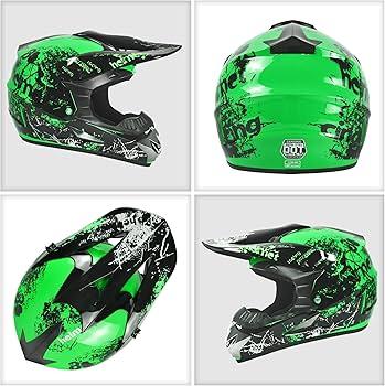 SPARK Dirt Bike Helmets Kids Motorcycle Helmet Youth ATV Motocross Full Face Men Women OffRoad Mountain Bike Helmet Adult with(Gloves Goggles Mask) DOT Approved 4Pcs Set (Green, Medium)