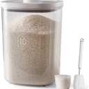 LivLab 20-25 lbs Rice Dispenser,10.5 Qt/10 L/22-25 lbs Rice Container Storage with Measuring Cup & Brush Food Cereal Container Bins Household for Kitchen Pantry Organization (AY-10KG-WHITE)