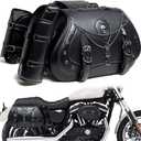 Motorcycle Saddlebags, 30L Leather Waterproof Side Saddle Bags with Cup Holder, Universal Powersports Saddlebags for Harley Davidson Sportster Dyna Softail Honda Shadow Rebel Yamaha Kawasaki Vulcan