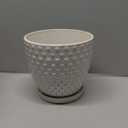 G EPGardening 7 Inch Ceramic Plant Pot with Drainage Hole and Saucer Round Planter Decorative Flower Plant Pot for Indoor Plants Outdoor White