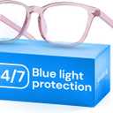 Gaoye Transparent Brown Blue Light Glasses for Computer & Gaming - Anti UV Ray Lenses, Scratch-Resistant & Comfort Fit (Medium, Frost Pink)