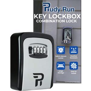 Rudy Run Key Lock Box for Outside  Large Outdoor Lockbox for Keys with Code, 4-Digit Combination Hidden Safe to Hide a Key Outside, Wall Mounted Key Storage for Home, Airbnb, 1 Pack