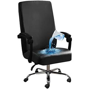 Shukii Waterproof Office Chair Cover PU Leather Computer Seat Covers Stretch Rotating Chair Slipcover with Elastic Bottom Universal Chair Protectors for Rotating Boss Chair (Black, Large) Shukii Waterproof Office Chair Cover PU Leather Computer Seat Covers Stretch Rotating Chair Slipcover with Elastic Bottom Universal Chair Protectors for Rotating Boss Chair (Black, Large)