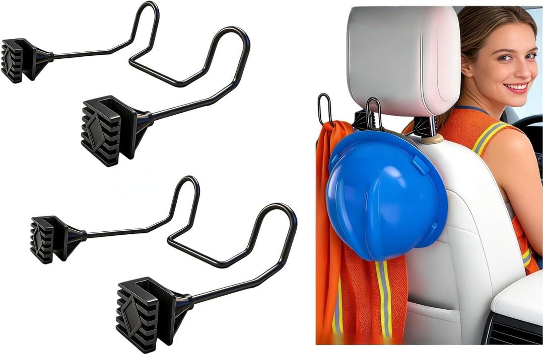 Hard Hat Holder for Truck, 2 Pack Heavy Duty No Drill Hard Hat Buddy, Universal Cowboy Hard Hat Holder for Truck Car SUV, Vehicle Seat Back Organizer for Hard Hats & Caps