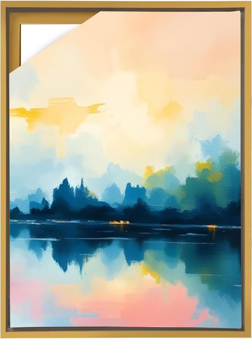 Fepinc Canvas Floating Frame, Canvas Frame 0.75 inches deep Floater for Canvas Panel Oil Painting Wall Art Prints (Gold, 19.6x27.5)