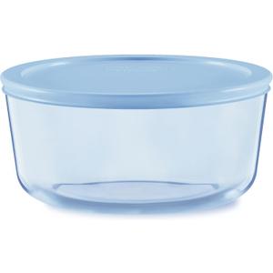 Pyrex Colors Tinted (7 Cup) Large Round Food Storage Container, Snug Fit Non-Toxic Plastic BPA-Free Lids, Freezer Dishwasher Microwave Safe
