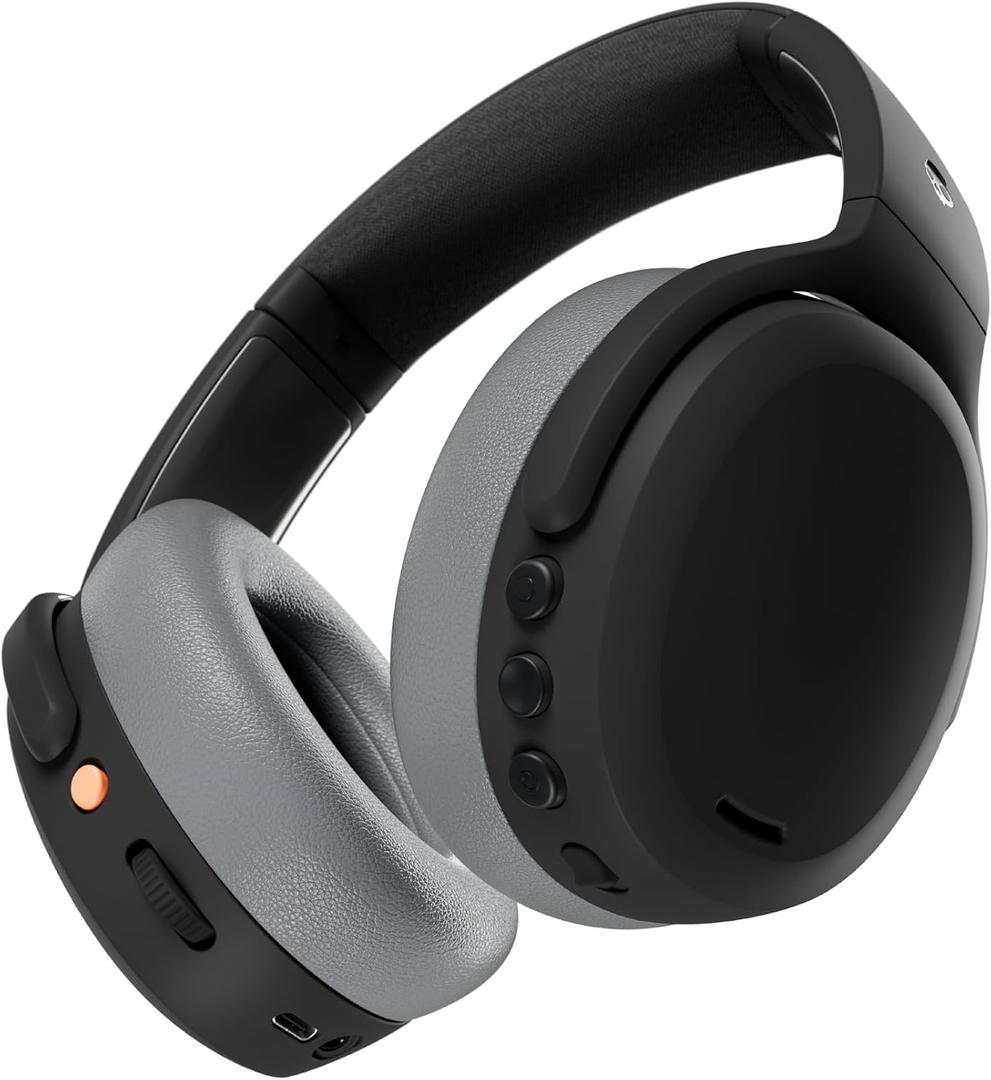 Skullcandy Crusher ANC 2 Wireless Over-Ear Bluetooth Headphones with Multi-Sensory Bass, Active Noise Cancelling, Up to 60 Hours Battery, Microphone for iPhone Android - Black/Asphalt