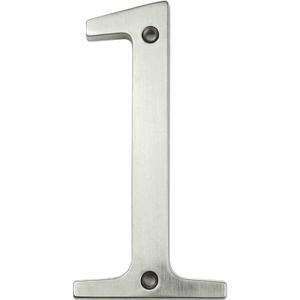 HASWARE House Number Sign 4 inch Modern Door Numbers Signage Plaque Street Home Address Numerals Zinc Alloy (1, Silver)