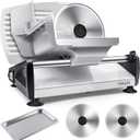 Upgrade DC motor Meat Slicer Machine for Home, Quiet 200W Deli Slicer with 2 Removable 7.5'' Stainless Steel Blades, Adjustable Dial for 0-15mm, Electric Food Slicer for Meat, Cheese, Bread
