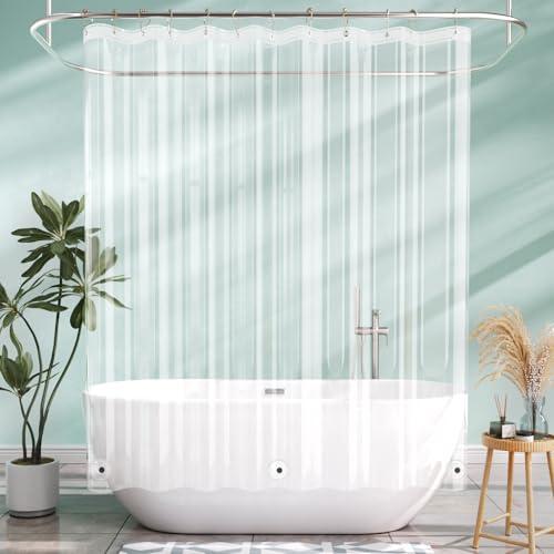 AmazerBath Camper Shower Curtain Liner, 72x65 Clear Shower Curtain Liner, Waterproof Plastic Shower Liner, Lightweight PEVA Shower Curtain for Bathroom with 3 Magnets and 12 Rustproof Metal Grommets