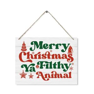 Merry Christmas Signs, Merry Christmas Ya Filthy Animal Sign, Fun Holiday Decor, Fun Holiday Sign, Farmhouse Winter Decor, Rustic Winter Decor, Christmas Hanging Wooden Sign, 15X11.4 Wooden Decor Sign