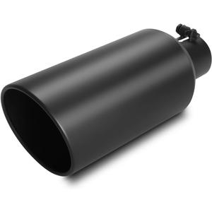 LCGP 3" Inlet Exhaust tip 6" Outlet 15" Overall Length, 3x6x15inch, Stainless Steel, Black Powder Coated Exhaust Tailpipe