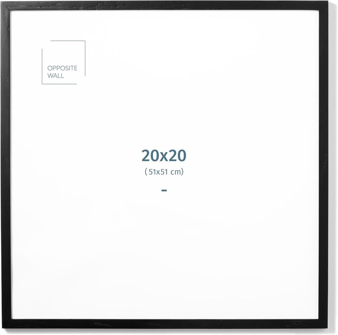 Opposite Wall - 20x20 in - Black Solid Oak Wood Picture Frame - Lightweight, Versatile & Shatterproof - Wall Hanging Photo or Poster Frame - Wall Decor for Office, Gallery & Home