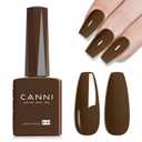 CANNI Dark Brown Gel Polish, 1Pcs Brown Nail Polish Gel High Gloss Soak Off UV French Manicure Salon DIY