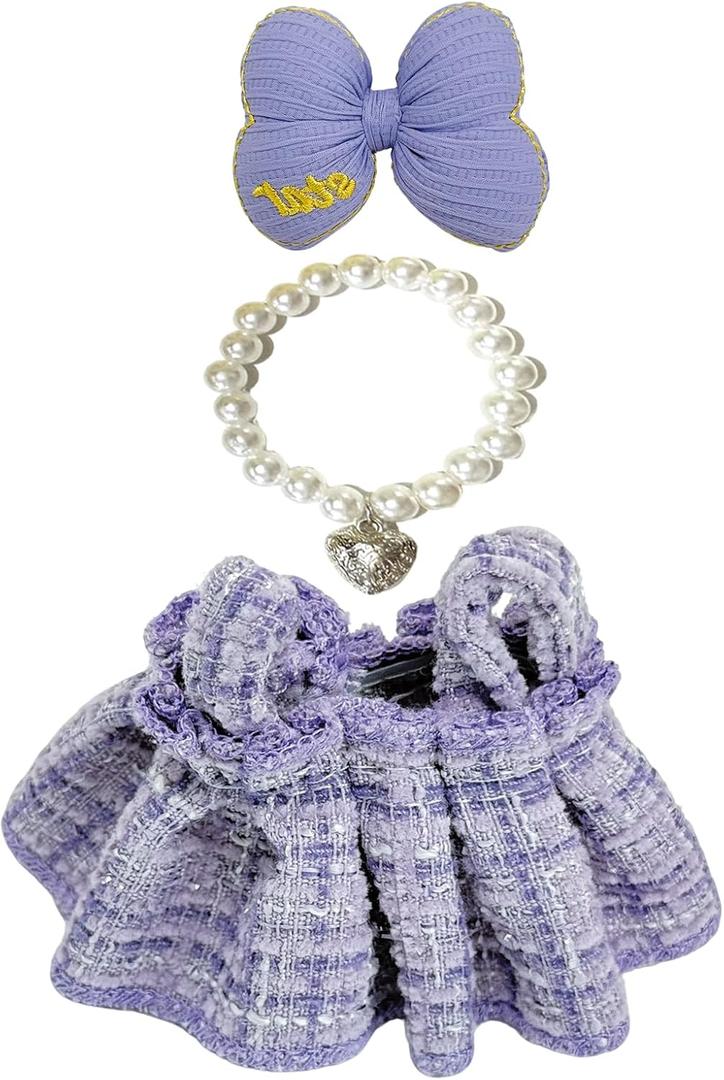 17cm Doll Clothes Set & Outfit Set for 17cm Dolls - Premium Fashion Dresses with Accessories, Luxury Chic Doll Clothing & Style Bundle Purple White