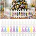 6 Pcs Easter Bunny Wooden Garden Fence 15.7" H x 72" L Landscape Edging Border, Garden Border Panels Ornamental Fence for Home School Lawn Flower Beds Pathways Outdoor Decor(Easter)