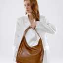 NEWBELLA Hobo Purse, PU Leather Shoulder Bag, Tote Handbag for Work and Travel (Brown)