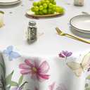 Horaldaily Spring Summer Tablecloth 70×70 Inch Round, Floral Flowers Butterfly Birds Washable Table Cover for Party Picnic Dinner Decor