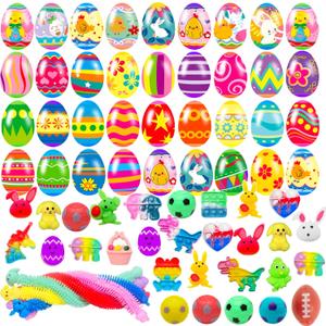 36 Pack Prefilled Easter Eggs with Fidget Toys Bright Colorful Easter Eggs Prefilled with Variety Easter Stress Toys Inside Great for Kids Toddler Easter Basket Stuffers Eggs Fillers Party Favors