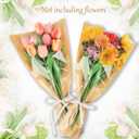 NEUROVYRAL 50 Pcs Flower Bouquet Sleeves Bouquet Wrapping Paper with 1 Ribbon Florist Wrap Supplies Kraft Paper Floral Packing Flower Bags for Wedding Mother's Day Graduation Gift