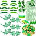 GOAUS St Patrick's Day Accessories 168 PCS, Saint Patricks Party Favors Party Decorations for Kids Adults Men Women Family