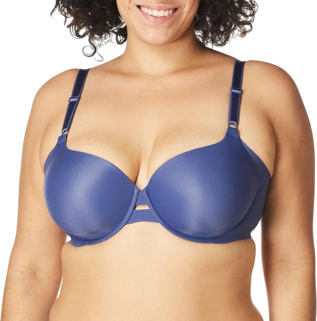 Warner's Women's Blissful Benefits Side Smoothing Underwire Bra (34B, Button Blue)