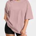 Trendy Queen Womens Oversized T-Shirts Short Sleeve Crew Neck Summer Tops (Pink, XS)