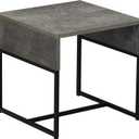 Household Essentials Slate Concrete Table with Black Iron Base, 18 inches x 18 inches x 18 inches