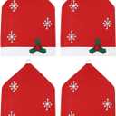4 Pcs Christmas Chairs Covers Santa Claus Hat Dining Chair Slipcovers Xmas Red Chair Back Covers for Xmas Holiday Festive Decoration (Set of 4. Red)