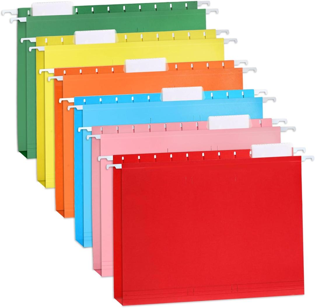 Azureal Hanging File Folders, 6 Pack Letter Size File Folders with 1/5-Cut Adjustable Tabs, 6 Pastel Colors Hanging Folders for Organizing Documents, Forms, and Papers
