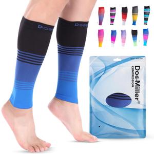 Doc Miller Calf Compression Sleeve for Men & Women 2030 mmHg Graduated Compression, Footless Compression Socks Alternative for Running, Shin Splints, Swelling, Varicose Veins Calf Support, 1 Pair