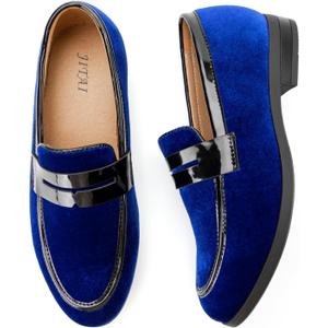 Boys Red Dress Shoes Boys' Velvet Dress Loafers, Blue Size 3