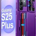 Vizvera for Samsung Galaxy S25+Plus Case Wallet RFID [Cards Holder][Camera Cover][Edge Raised] Full Body Rugged Shockproof Silicone Protective Phone Case for Galaxy S25+Plus 6.7"(Purple)