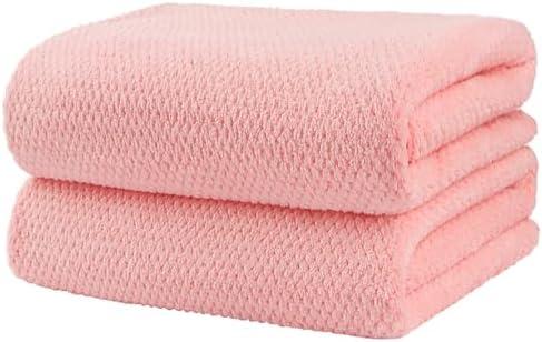 HOMEXCEL Bath Towels Pack of 2, (27 x 54 Inches) Microfiber Ultra Soft Highly Absorbent Bath Towel Set, Lightweight and Quick Drying Towels for Body, Sport, Yoga, SPA, Fitness, Pink