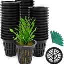 GROWNEER Net Pots 50 Pcs 2 Inch Garden Slotted Mesh Net Cups with 50Pcs Plant Labels, Heavy Duty Hydroponic Pot Supplies Planting Grow Basket for Indoor Outdoor