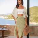 GRACE KARIN Womens Summer Crochet Cardigans, Short Sleeve Cropped Bolero Shrug, Lightweight Open Front Sweater Outwear (Beige, XL)