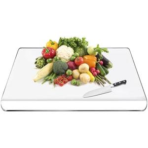 Acrylic Cutting Board with Counter Lip, 24x18 Inch clear cutting board for countertop, Non-Slip acrylic cutting boards for kitchen, Great Kitchen Essential Gadgets & Décor.