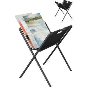 Mocomax Canvas Art Print Rack for Painting, Portable Folding Art Display Stand in Artist Galleries & Studios, Functional Art Storage Drying Rack for Posters, Artwork, Prints, Canvas, Panels, Black (M)
