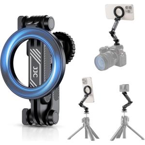 JJC Magnetic Phone Cold Shoe Mount for iPhone 17 16 15 14 13 & Action Camera, with 1/4" 20 Hole, Foldable Hot Shoe Phone Holder for Magsafe, for DJI OsmoAction 5 Pro 4 3, Hero 13 12 11, Insta360 Ace