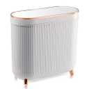 Supteron Bathroom Trash Can with Lid 3.2 Gallon Narrow Trash Can Small Plastic Trash Bin 12 Liter Rectangular Plastic Garbage Can with Press Type Lid for Bedroom Bathroom Milk White