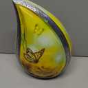 M MEILINXU Cremation Urns for Human Ashes Adult Female & Male, Urn for Ashes for Women & Man, Funeral Decorative Teardrop Urn, Yellow Butterfly and Flower, Large Tear Drop - Full Size