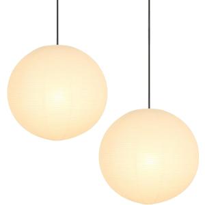 Paper Lanterns 2Pcs 16Inch Large Round Chinese Lanterns Foldable Pendant Lamp Shade Hanging Paper Lantern Lights for Home Indoor Living Room Bedroom Ceiling Lampshade Party Decoration Wedding