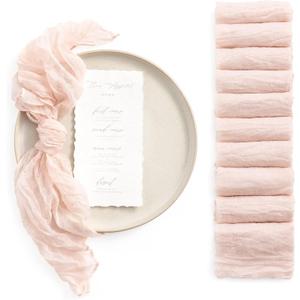 Ling's Moment Luxury Cloth Wedding Napkins - 19x19 Inch Reusable Cheesecloth Linen Napkins for Wedding Reception, Bridal Shower, Dinner Table - Washable, Durable (Set of 10), [Blush]