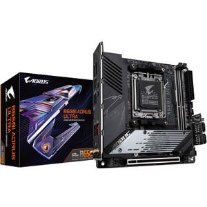 GIGABYTE B650I AORUS Ultra AMD AM5 ITX Motherboard, Support Ryzen 9000/8000/7000 Series, DDR5, 8+2+1 Power Phase, PCIe 5.0 M.2, USB-C 3.2 Gen 2, WIFI6E, 2.5GbE, EZ-Latch, Q-Flash, RGB Fusion