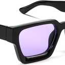 GFUIARA Trendy Square Sunglasses for Men Women Fashion Thick Rectangle Sun Glasses UV Protection Shades Designer Style (Black)