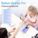 Electric Nail Drill File Professional 40000 RPM, Melodly Rechargeable Electric Nail File Machine Kit for Acrylic Gel Nails Polishing Removing, Portable Cordless Efile with Gold Bits at Salon Home