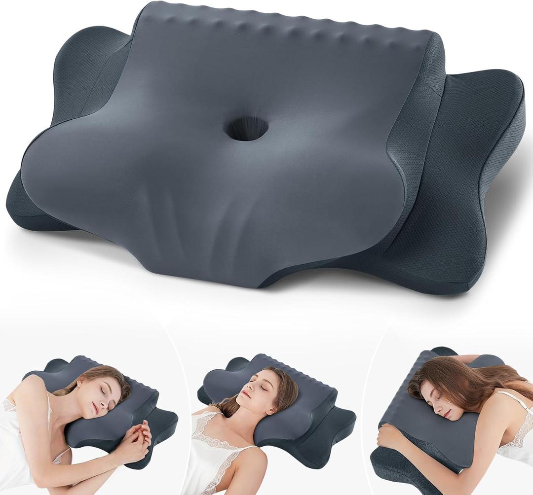 Cervical Pillow,Cooling Ergonomic Orthopedic Neck Pillow with Ice Silk Pillowcase, Breathable Memory Foam Contour Pillow for Side, Back, Stomach Sleepers Cervical Pillow,Cooling Ergonomic Orthopedic Neck Pillow with Ice Silk Pillowcase, Breathable Memory Foam Contour Pillow for Side, Back, Stomach Sleepers